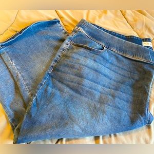 Plus size Pull on Jean capris medium wash